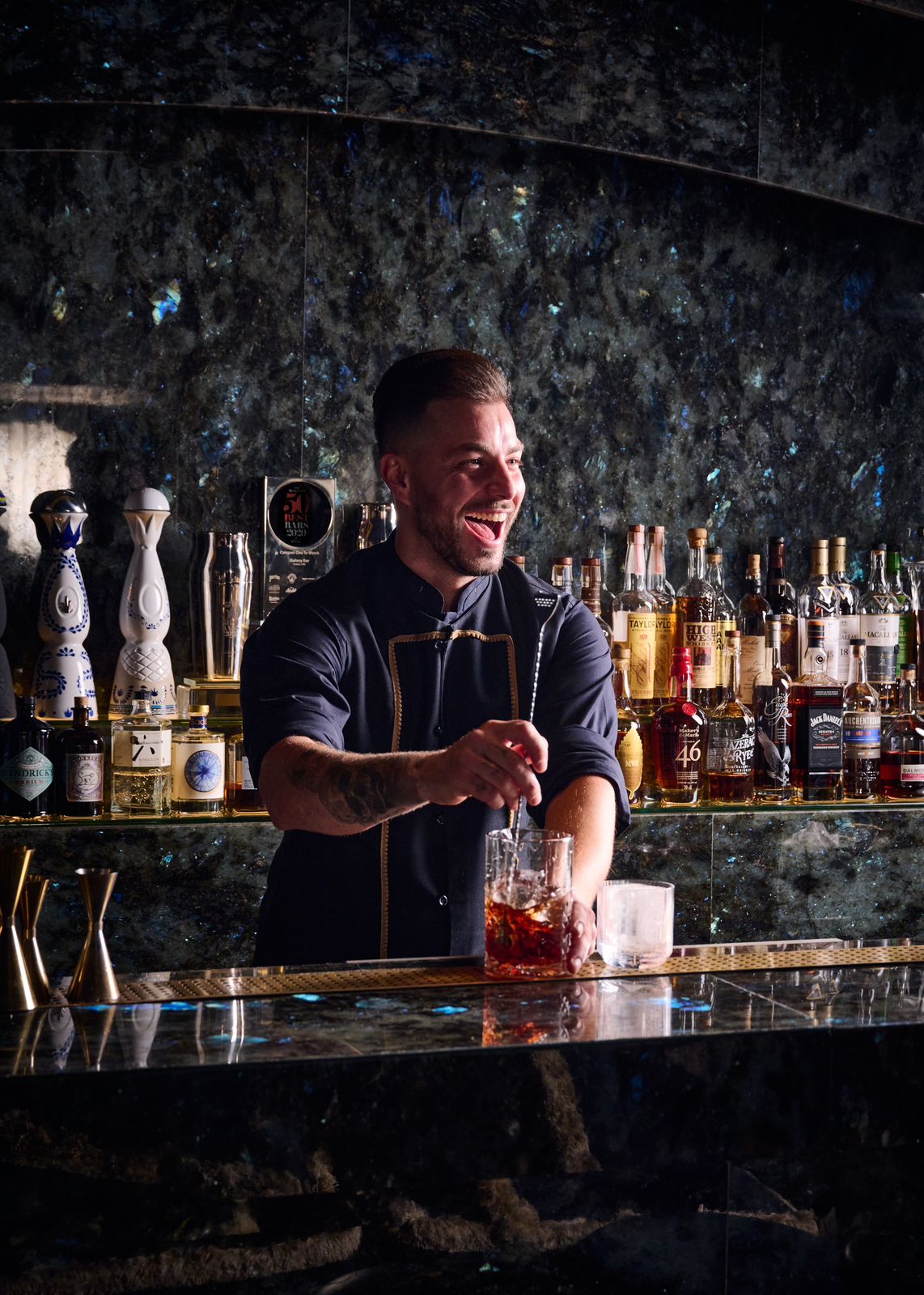 Bartender in Hong Kong mixing cocktails at a private event