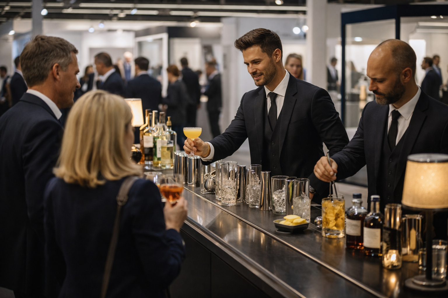 Professional cocktail service for a Barcelona corporate event