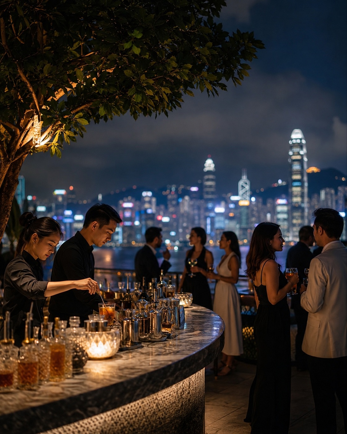 Rooftop cocktail party in Hong Kong