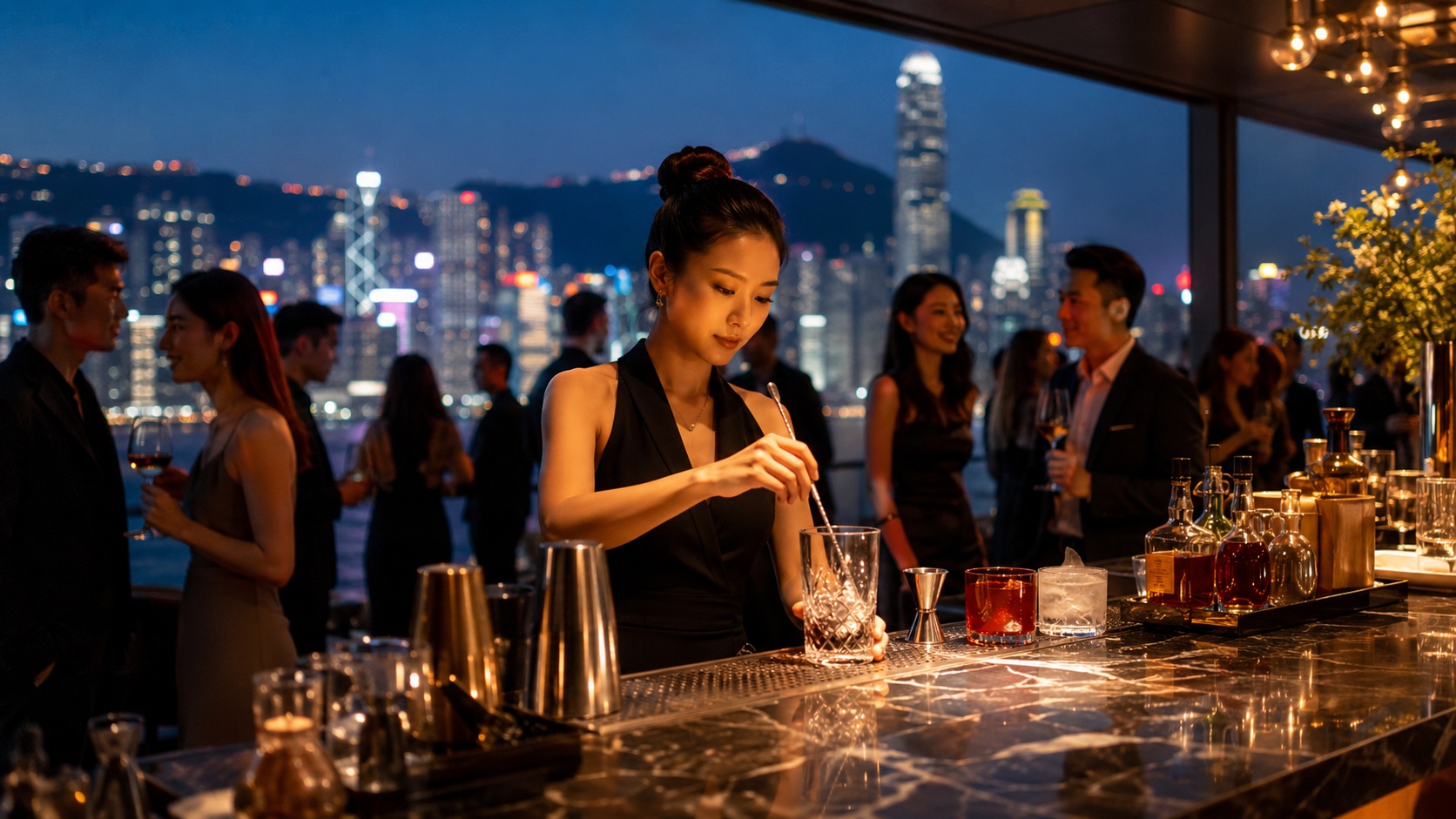 Rooftop bartender service Hong Kong