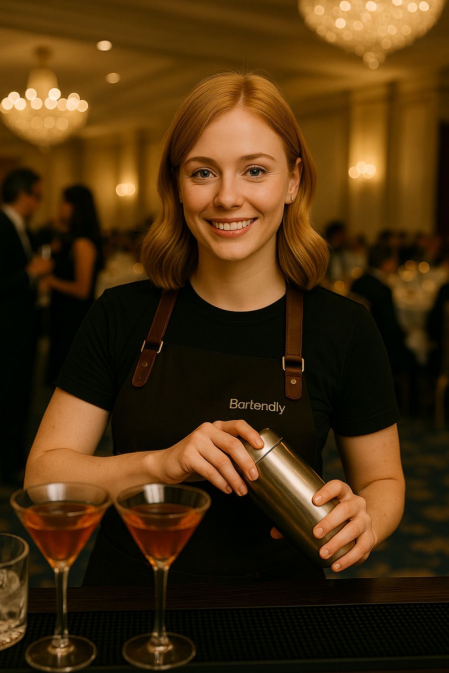 Professional bartender in London preparing cocktails at a private high-end event — Bartendly London